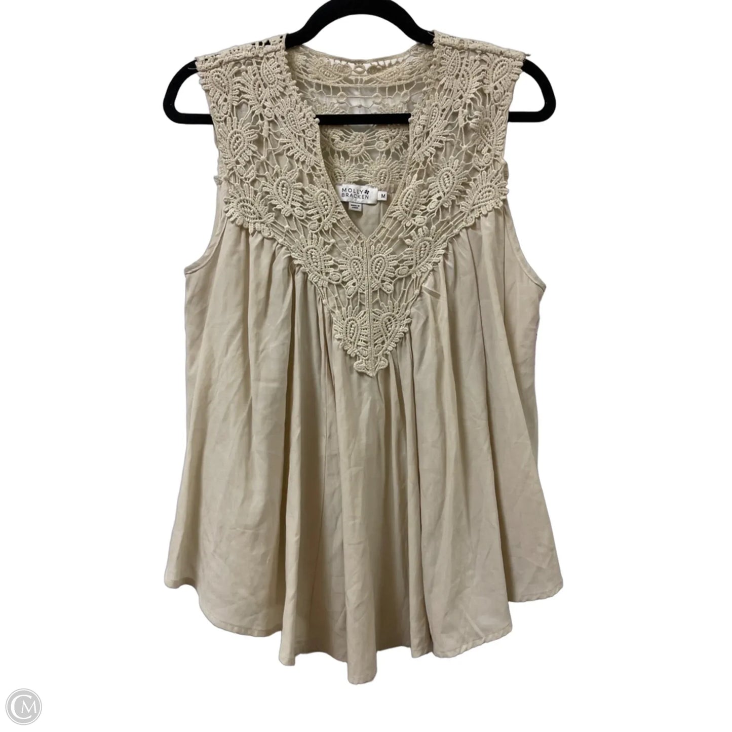 Top Sleeveless By Molly Bracken In Cream, Size: M