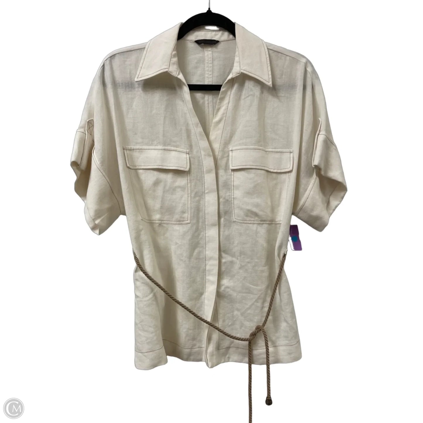 Blouse Short Sleeve By Zara In Cream, Size: M