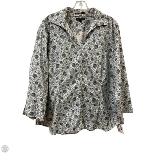 Top Long Sleeve By Lands End In Blue & Yellow, Size: 2x