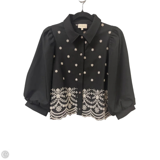 Blouse Short Sleeve By Entro In Black, Size: S