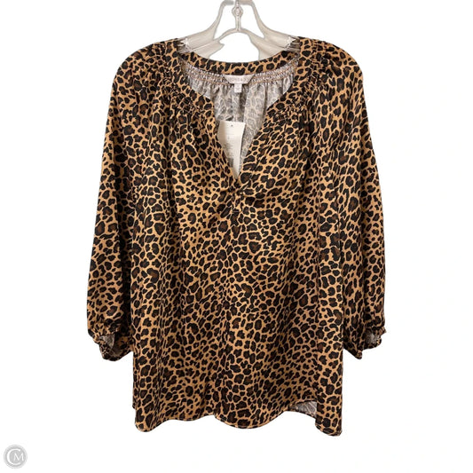 Blouse Long Sleeve By Crown And Ivy In Animal Print, Size: L