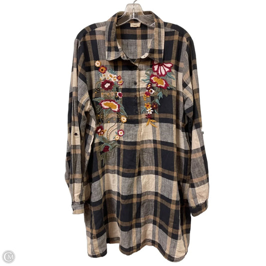 Tunic Long Sleeve By Clothes Mentor In Brown, Size: Xl