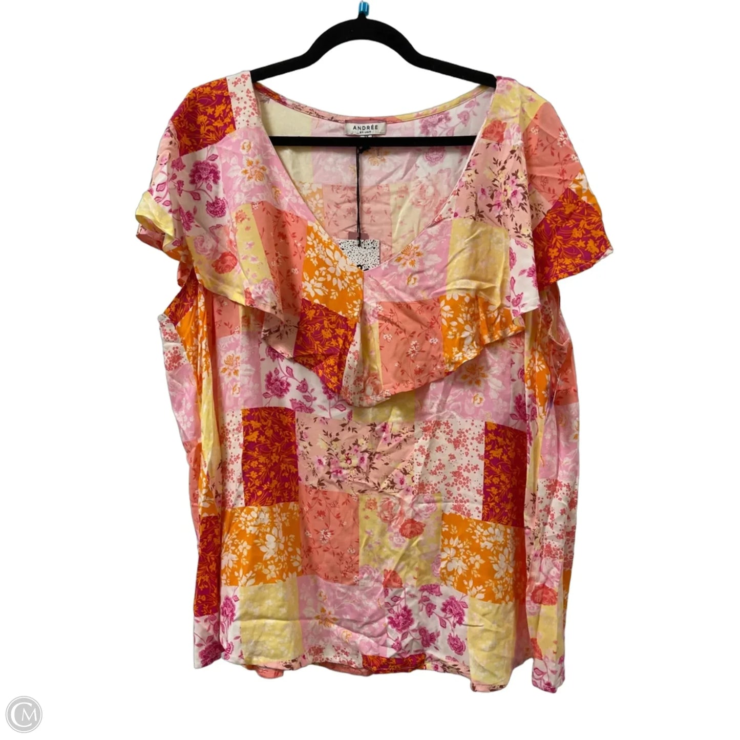 Blouse Short Sleeve By Andree By Unit In Orange, Size: 3x