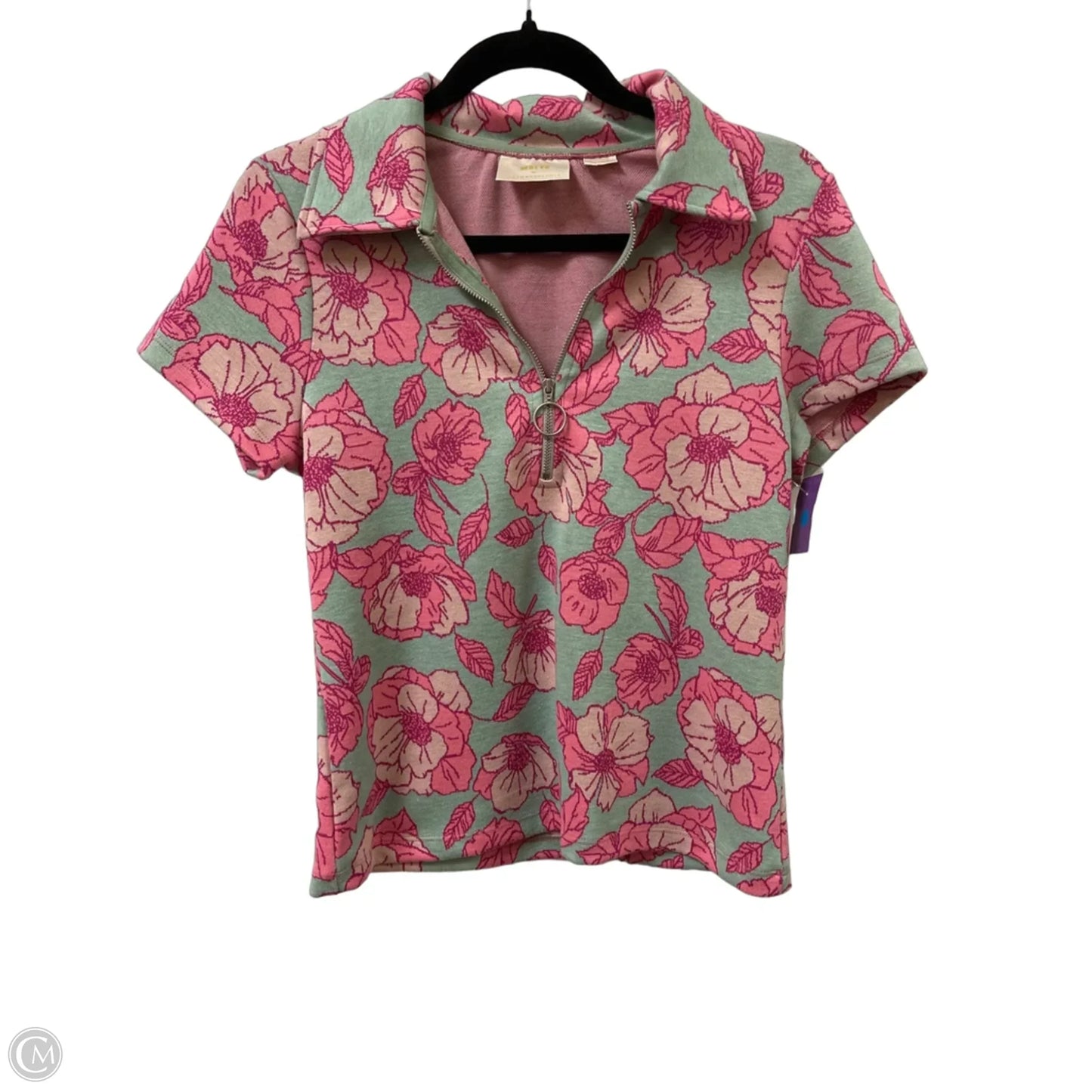 Sweater Short Sleeve By Maeve In Green & Pink, Size: M