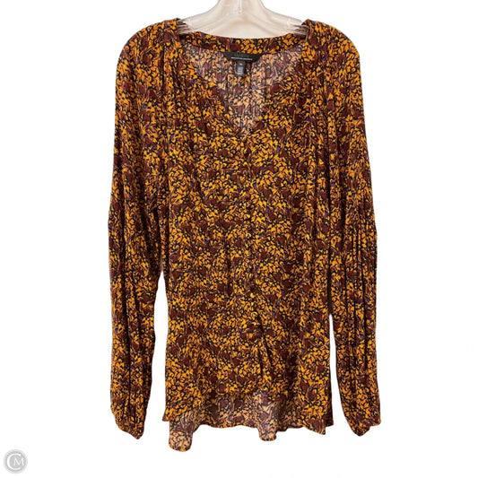 Blouse Long Sleeve By White House Black Market In Orange, Size: Xl