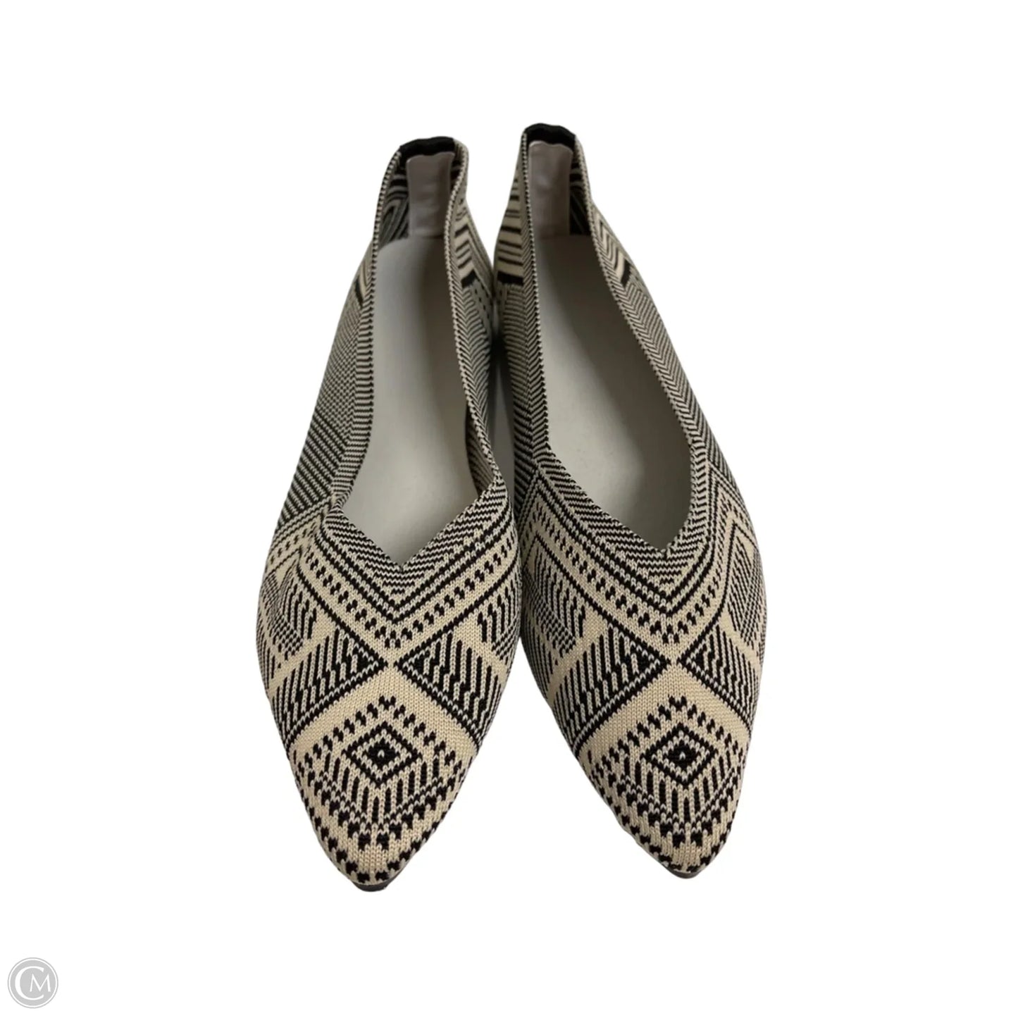 Shoes Flats By Clothes Mentor In Black & Cream, Size: 7.5