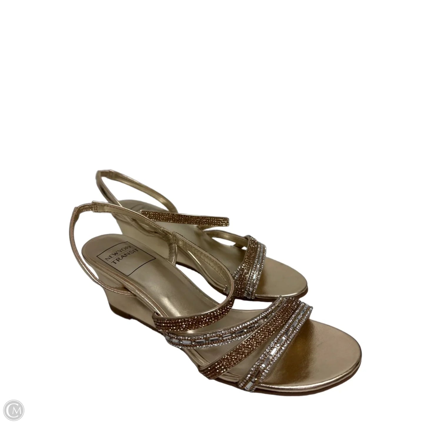Sandals Heels Wedge By New York Transit In Gold, Size: 8