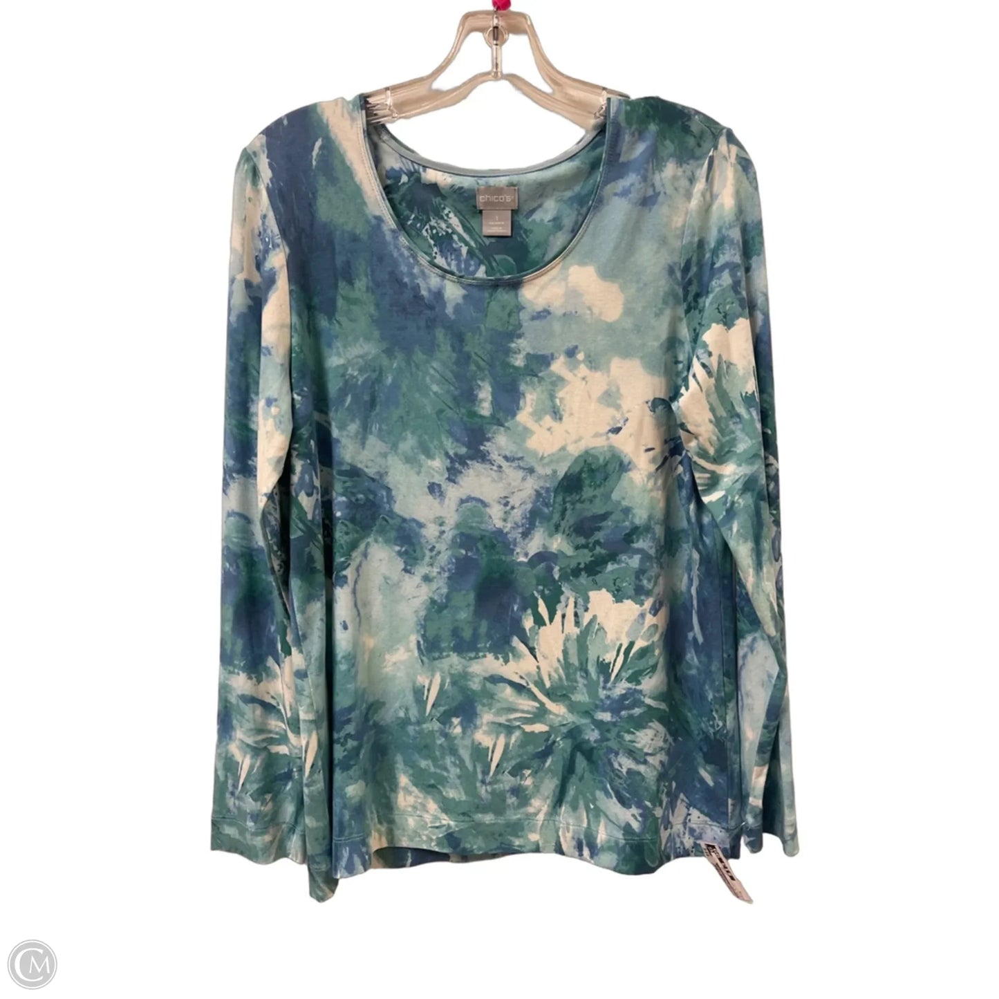 Top Long Sleeve By Chicos In Blue & Green, Size: M