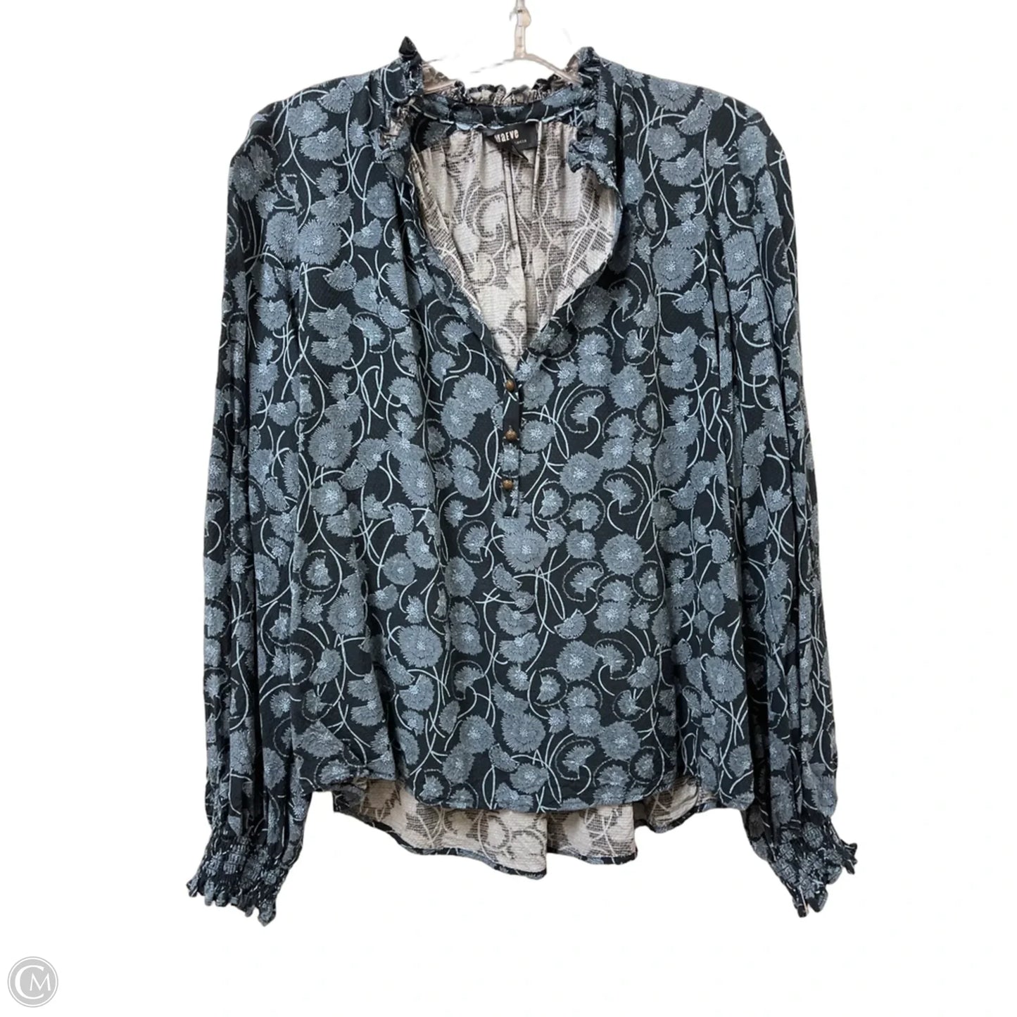 Blouse Long Sleeve By Maeve In Blue, Size: M