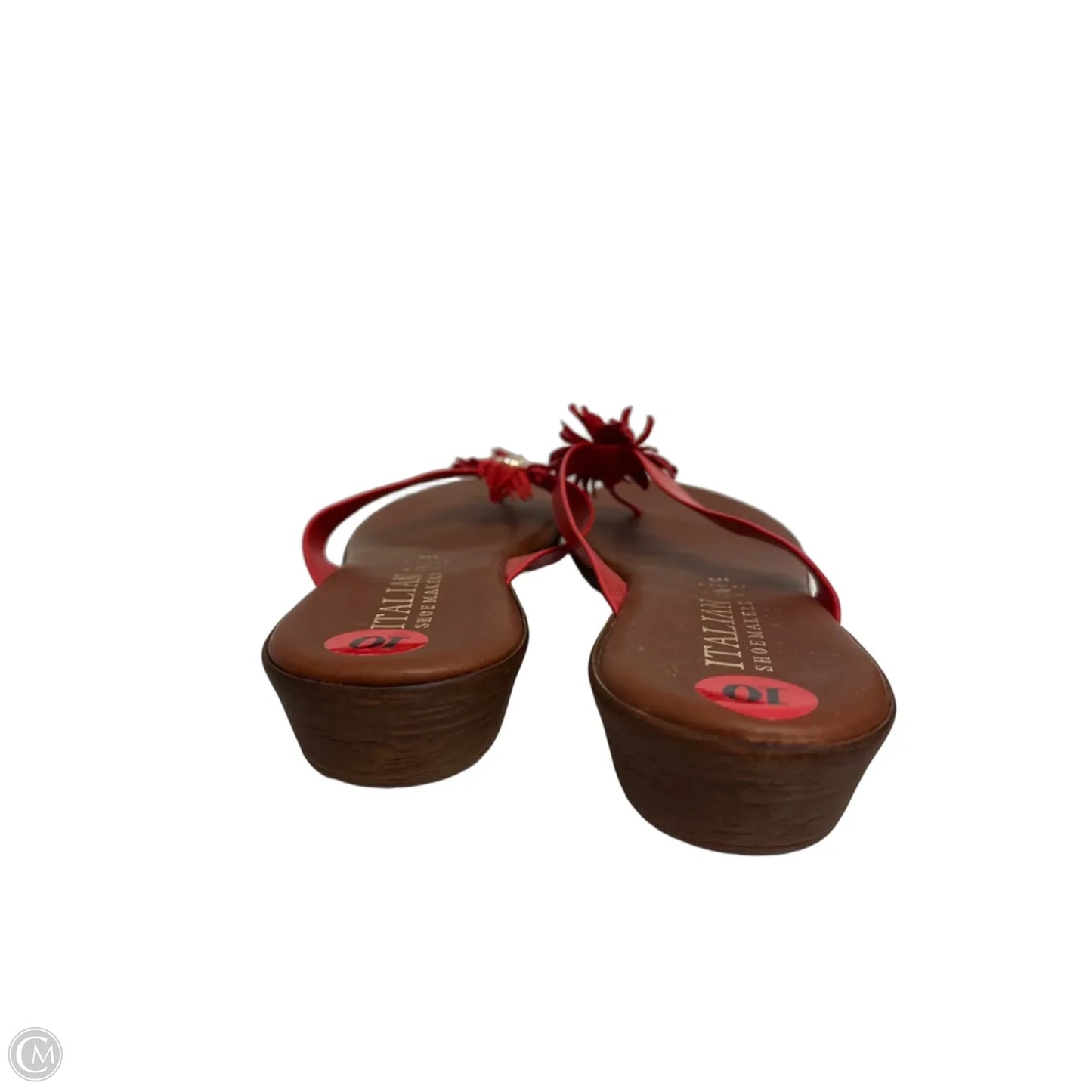Sandals Flip Flops By Italian Shoemakers In Red, Size: 10