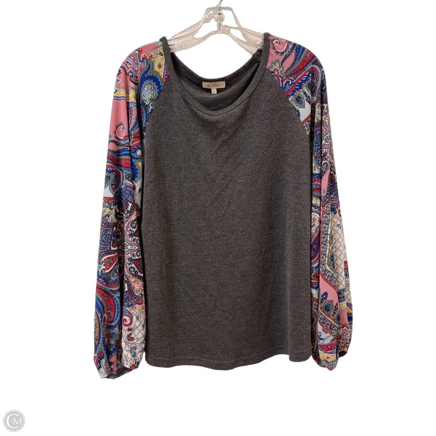 Top Long Sleeve By La Miel In Grey, Size: L