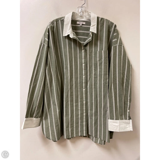 Blouse Long Sleeve By Madewell In Green, Size: 1x