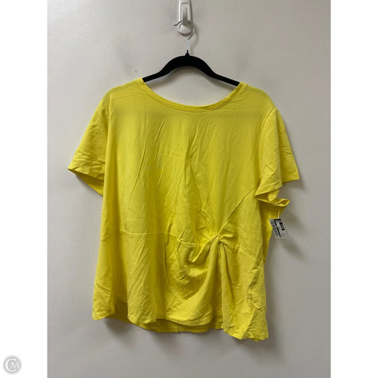 Top Short Sleeve By Inc In Yellow, Size: 3x