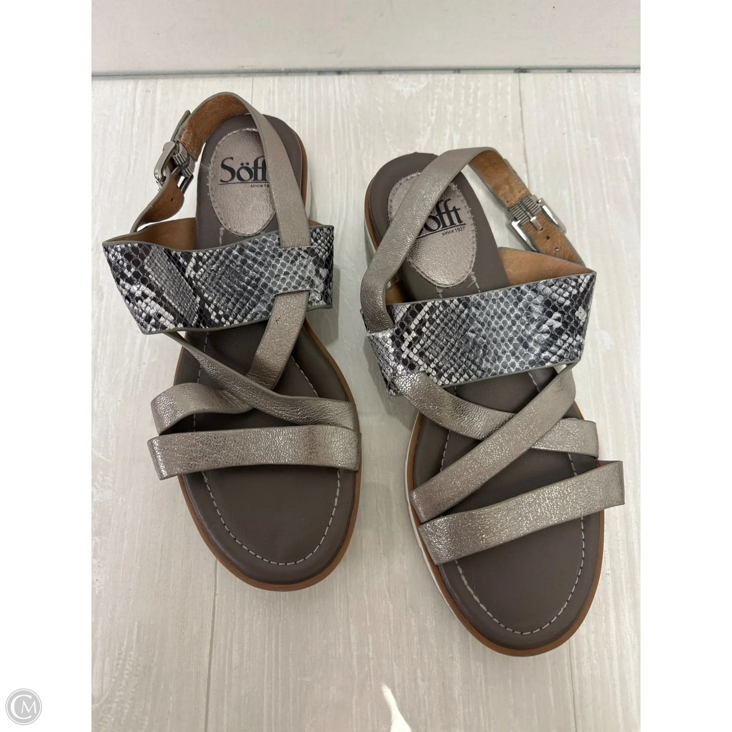 Sandals Flats By Sofft In Animal Print, Size: 7.5