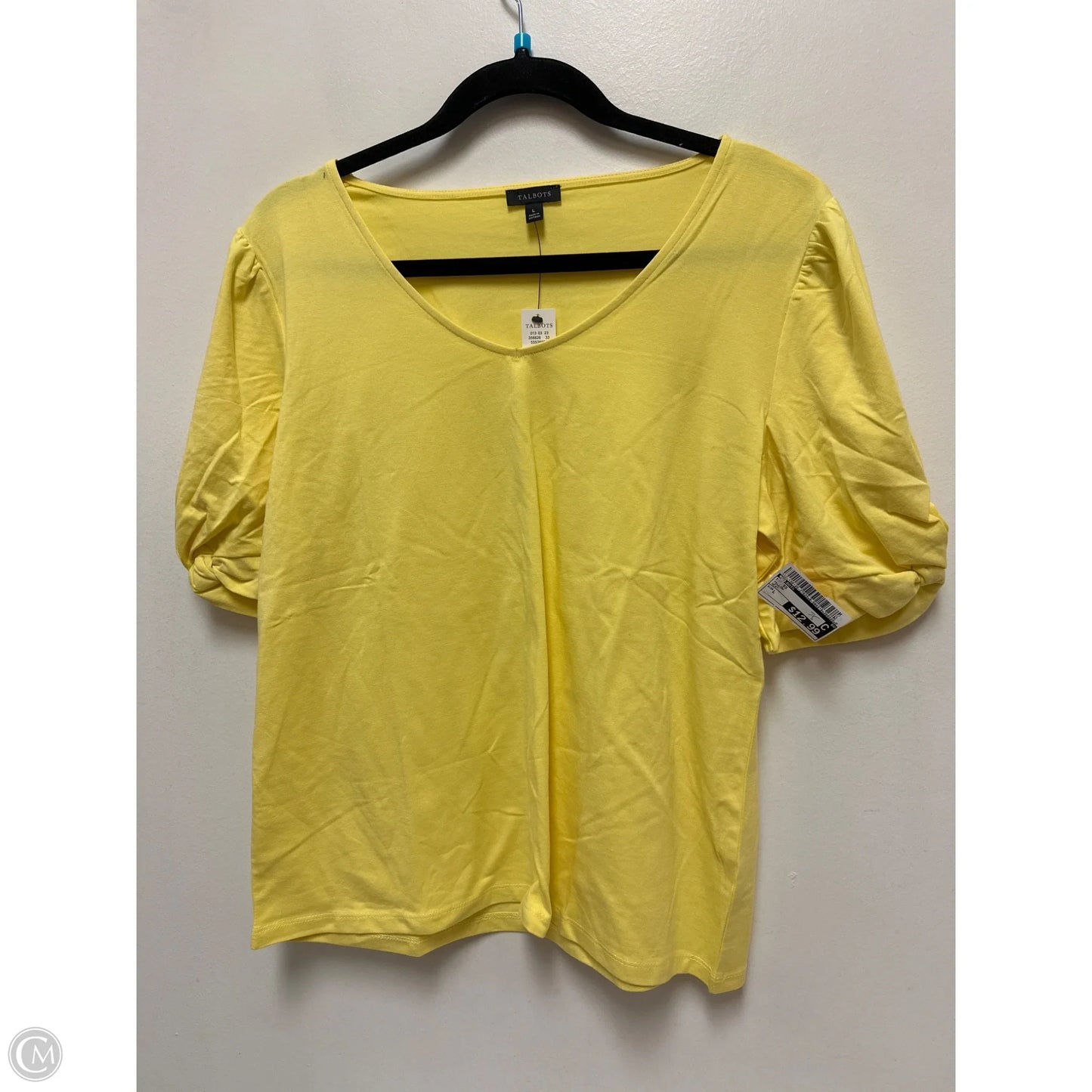Top Short Sleeve By Talbots In Yellow, Size: L