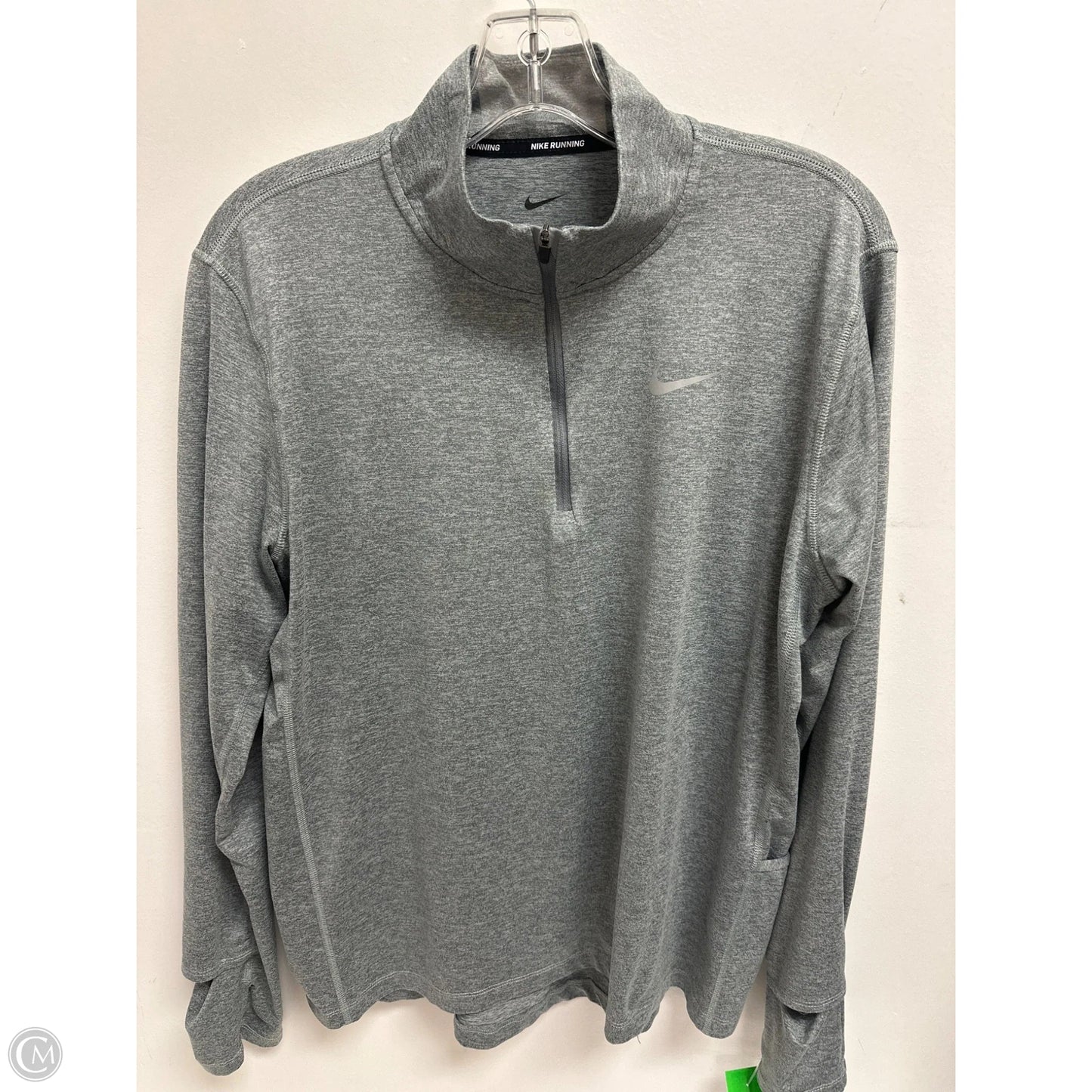 Athletic Sweatshirt Collar By Nike In Grey, Size: L