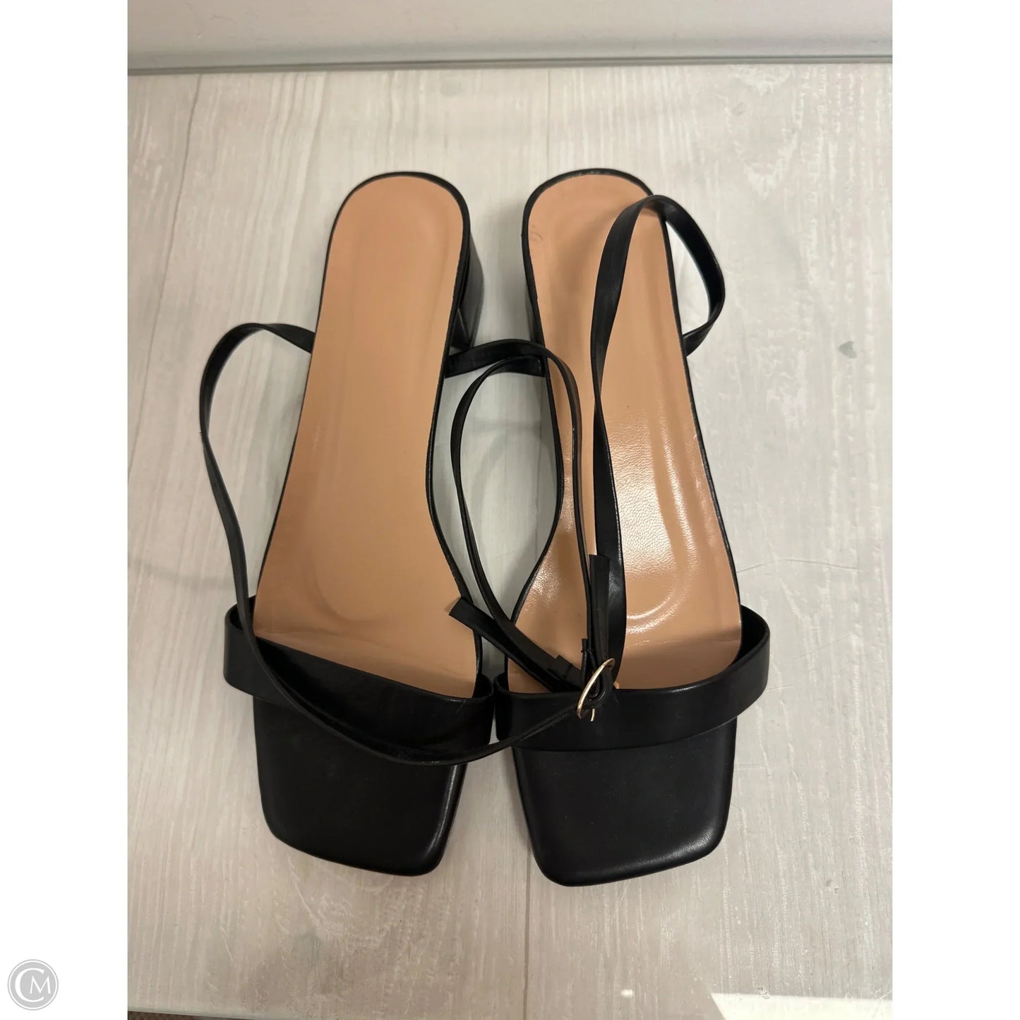 Sandals Heels Block By Clothes Mentor In Black, Size: 10.5