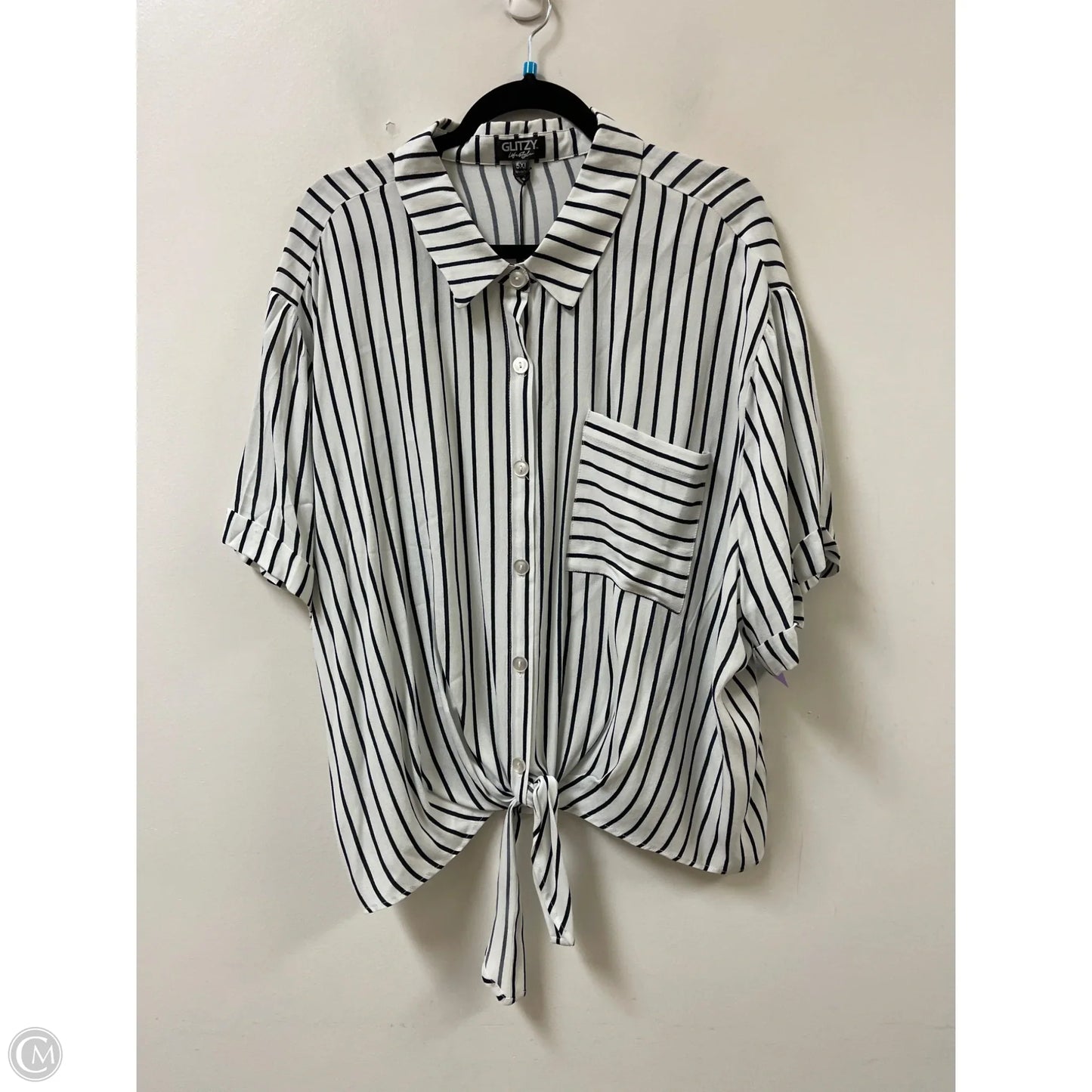 Top Short Sleeve By Glitz In White, Size: 4x