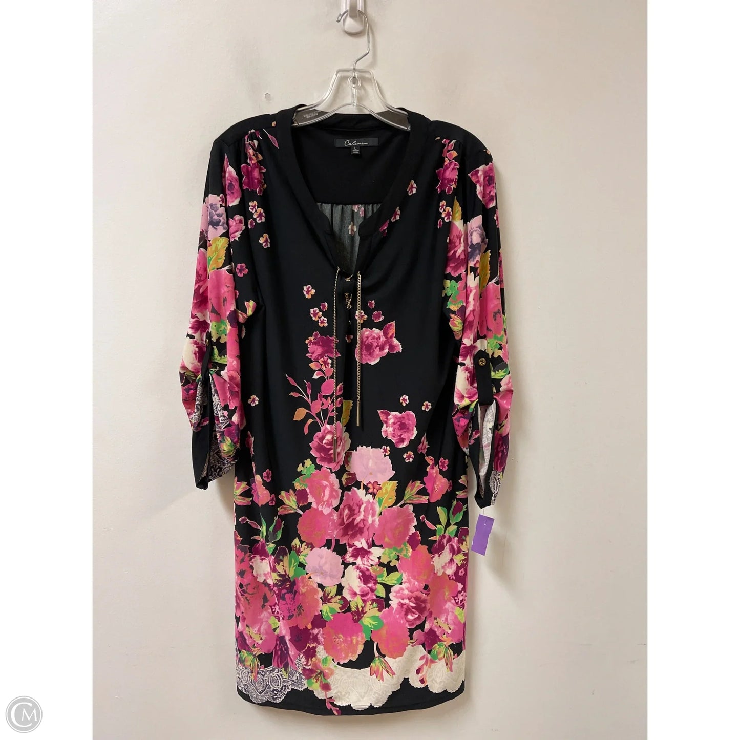 Dress Casual Short By Calessa In Black & Pink, Size: L