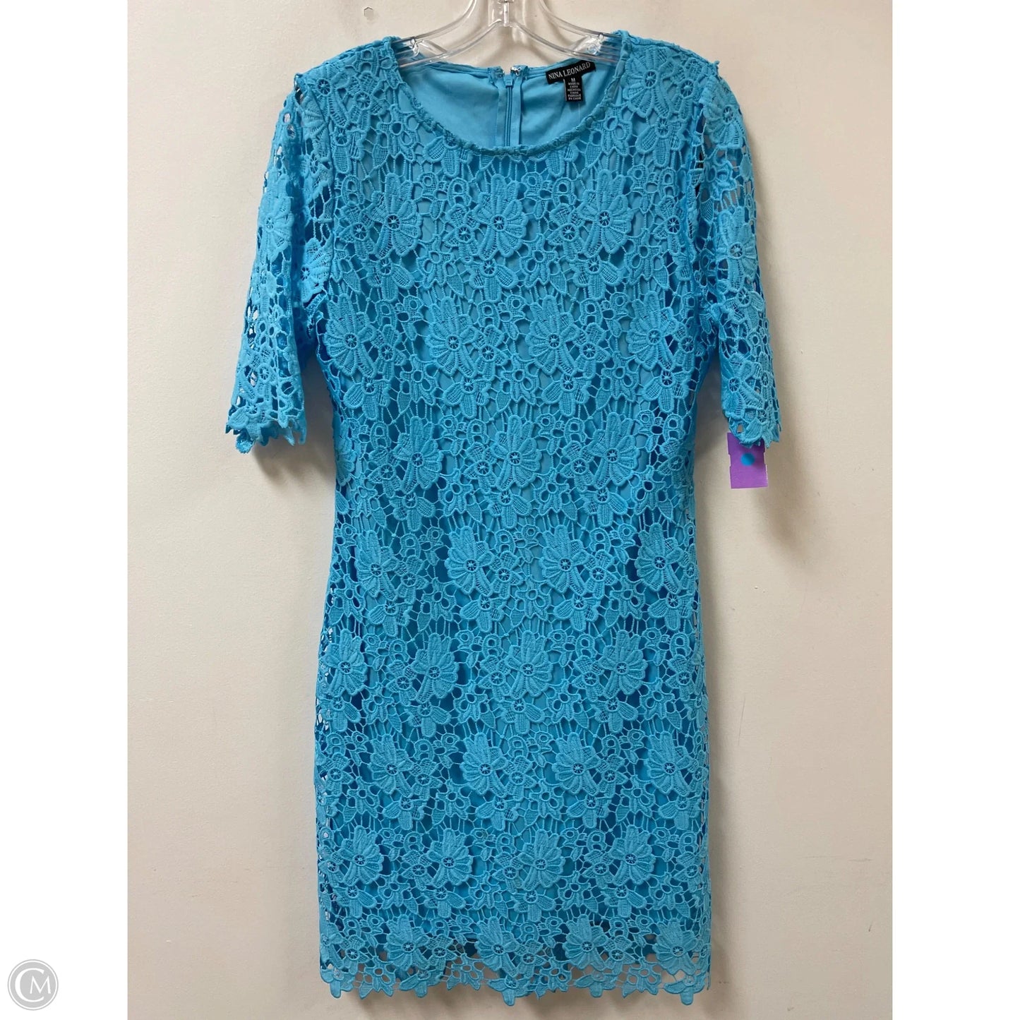 Dress Party Short By Nina Leonard In Aqua, Size: M