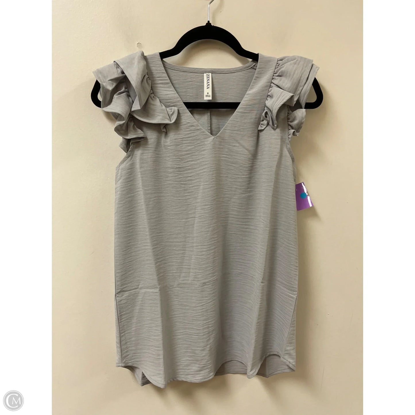 Top Short Sleeve By Zenana In Grey, Size: S