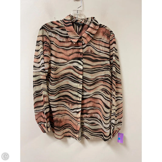 Blouse Long Sleeve By Liverpool In Tan, Size: L