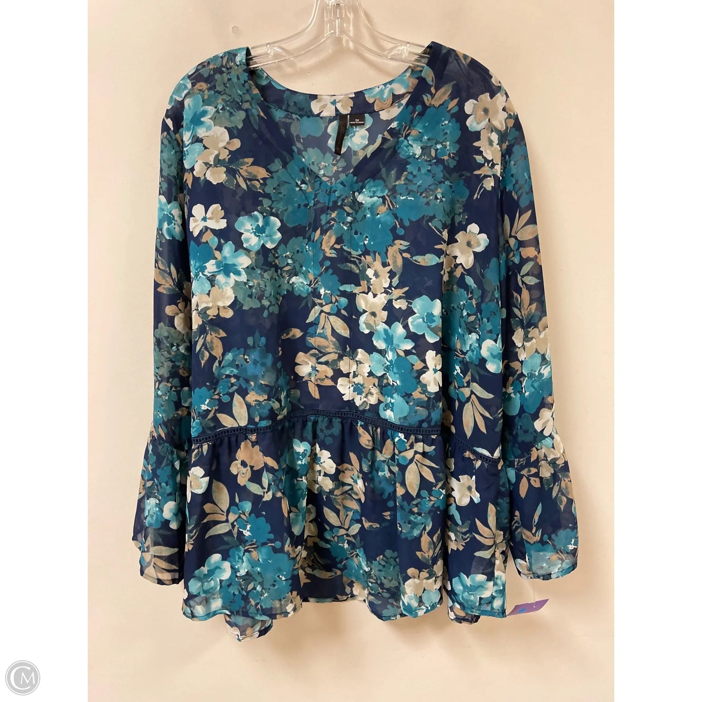 Top Long Sleeve By New Directions In Blue, Size: 2x