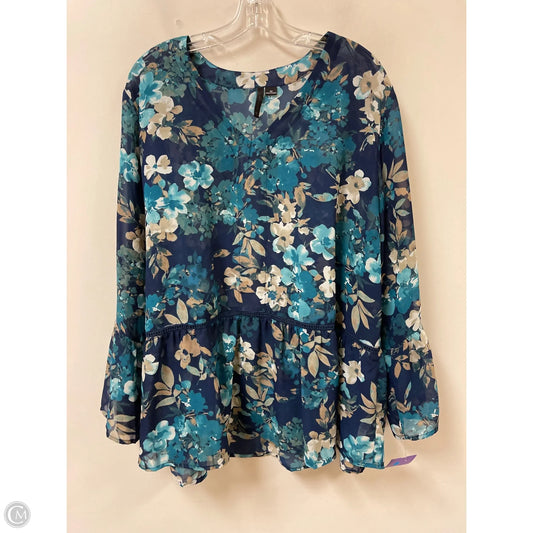 Top Long Sleeve By New Directions In Blue, Size: 2x