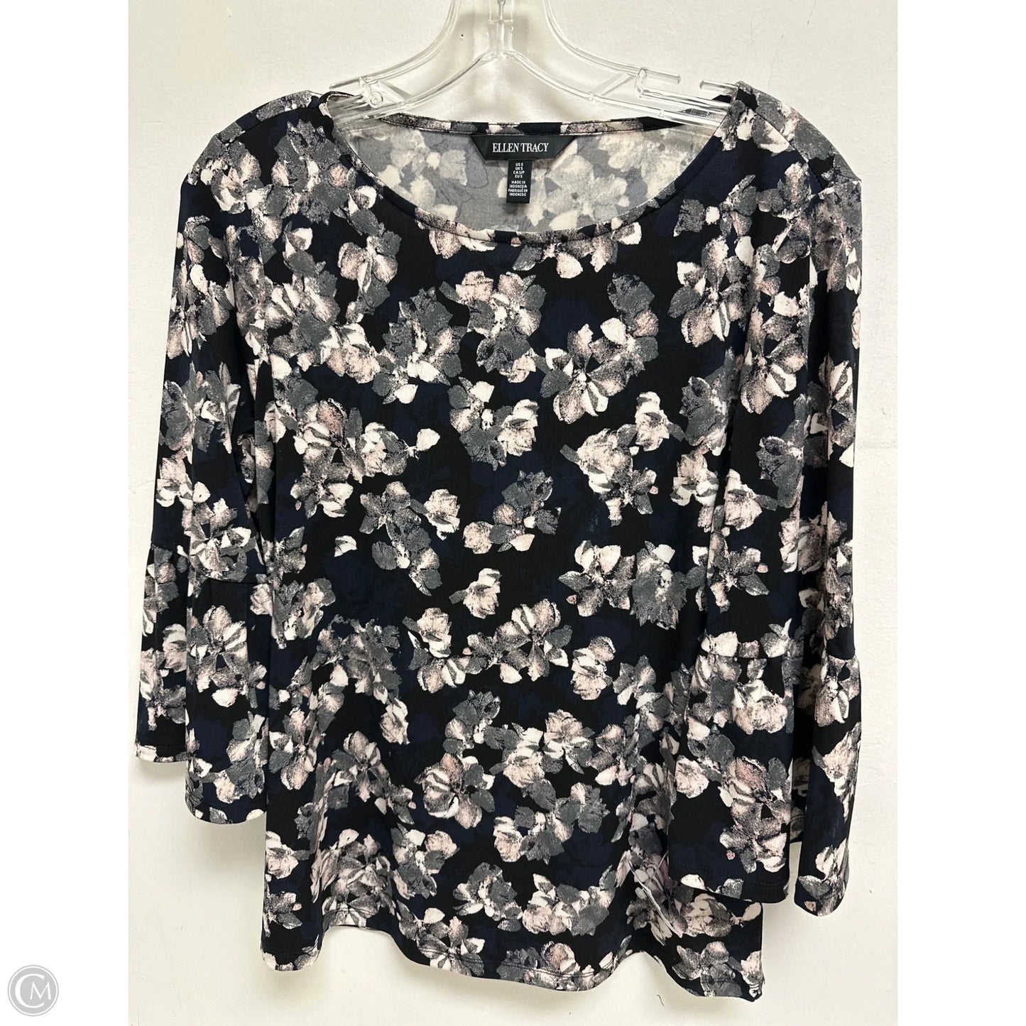 Top Long Sleeve By Ellen Tracy In Black & Pink, Size: S