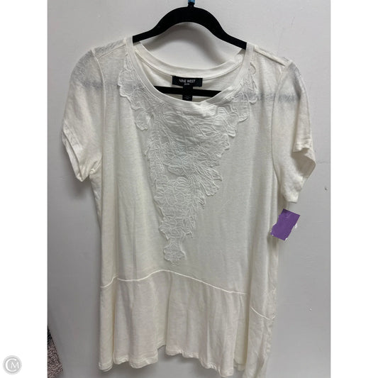 Top Short Sleeve By Nine West In White, Size: M