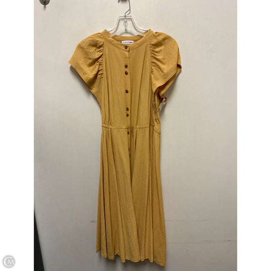 Dress Casual Midi By Calvin Klein In Yellow, Size: S