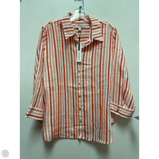 Blouse Long Sleeve By Chicos In Orange, Size: L