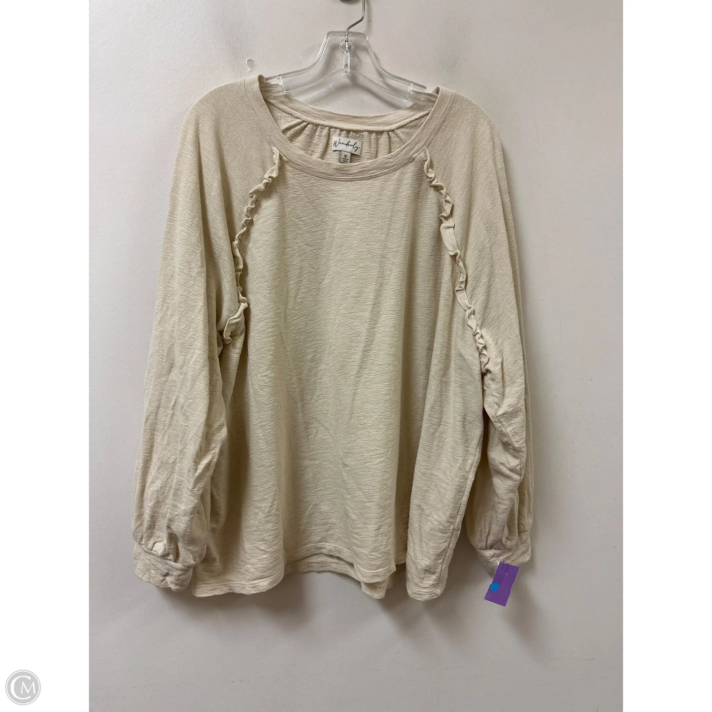 Top Long Sleeve By Wonderly In Cream, Size: 1x