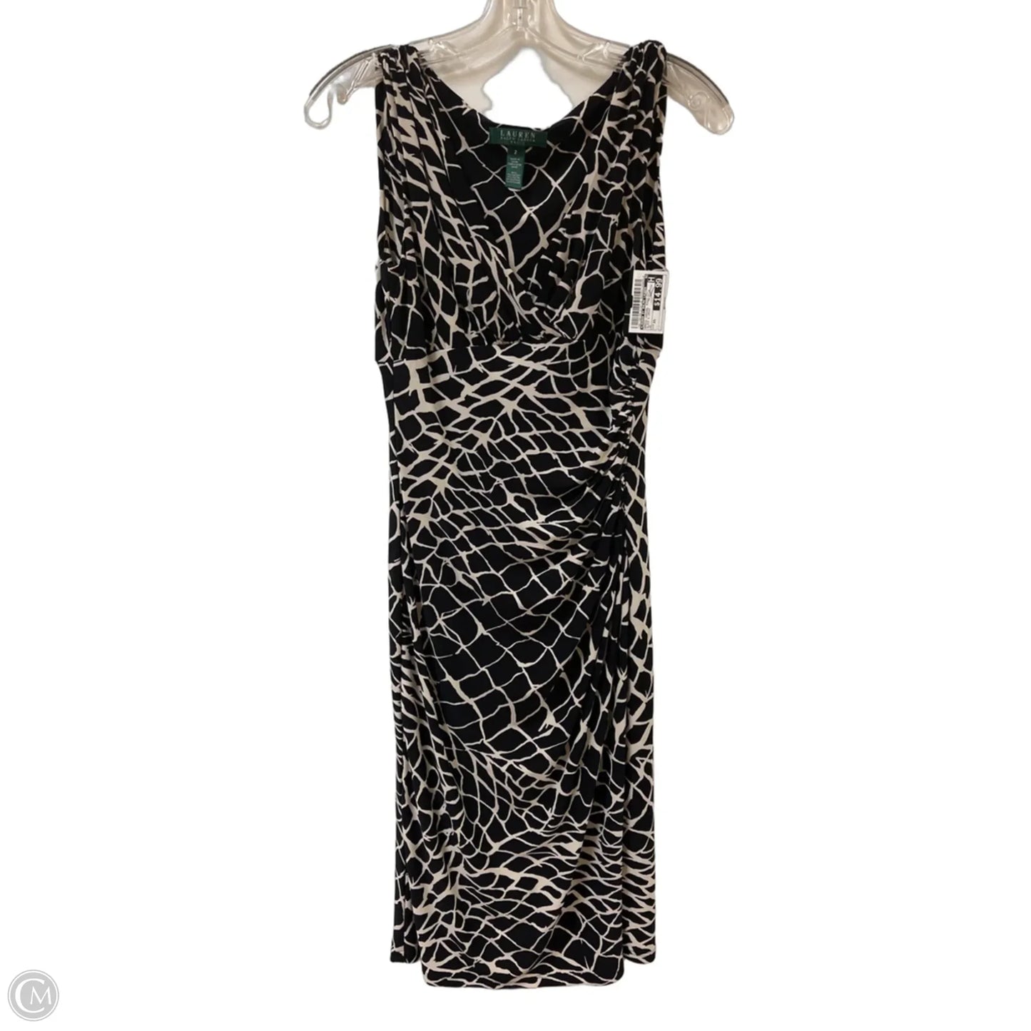 Dress Casual Midi By Lauren By Ralph Lauren In Black & Cream, Size: Xs