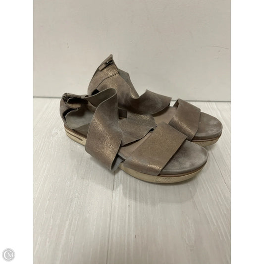 Sandals Heels Wedge By Eileen Fisher In Gold, Size: 10