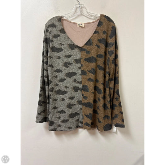 Top Long Sleeve By Bibi In Animal Print, Size: M