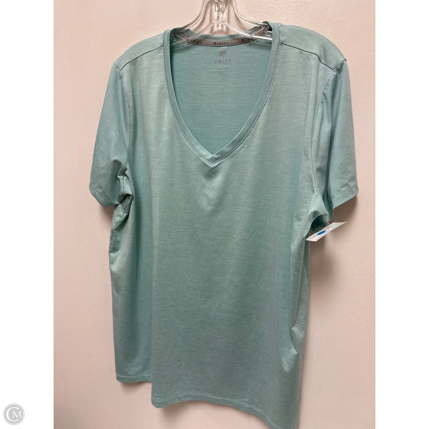 Athletic Top Short Sleeve By Zelos In Blue, Size: 1x