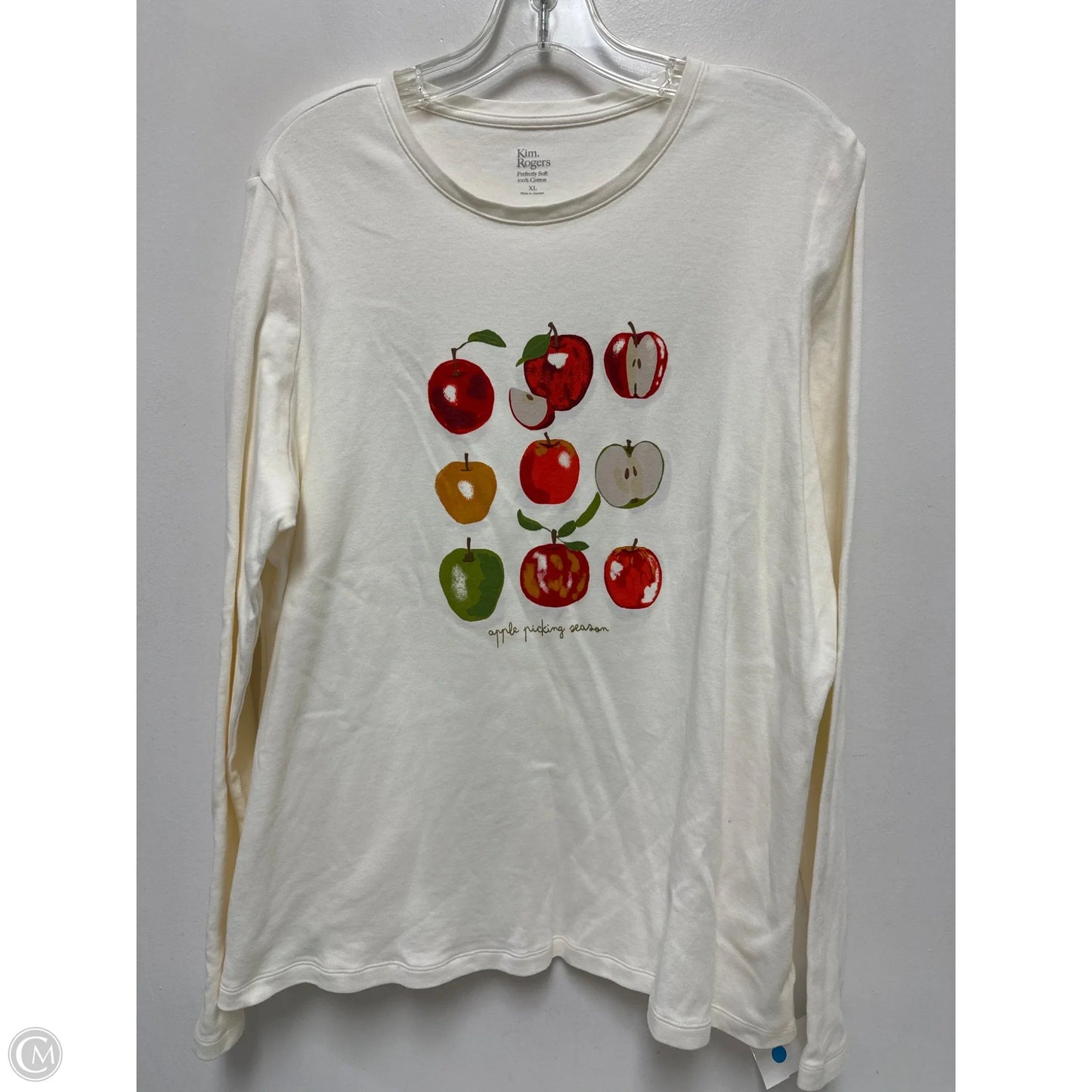 Top Long Sleeve By Kim Rogers In Cream, Size: Xl