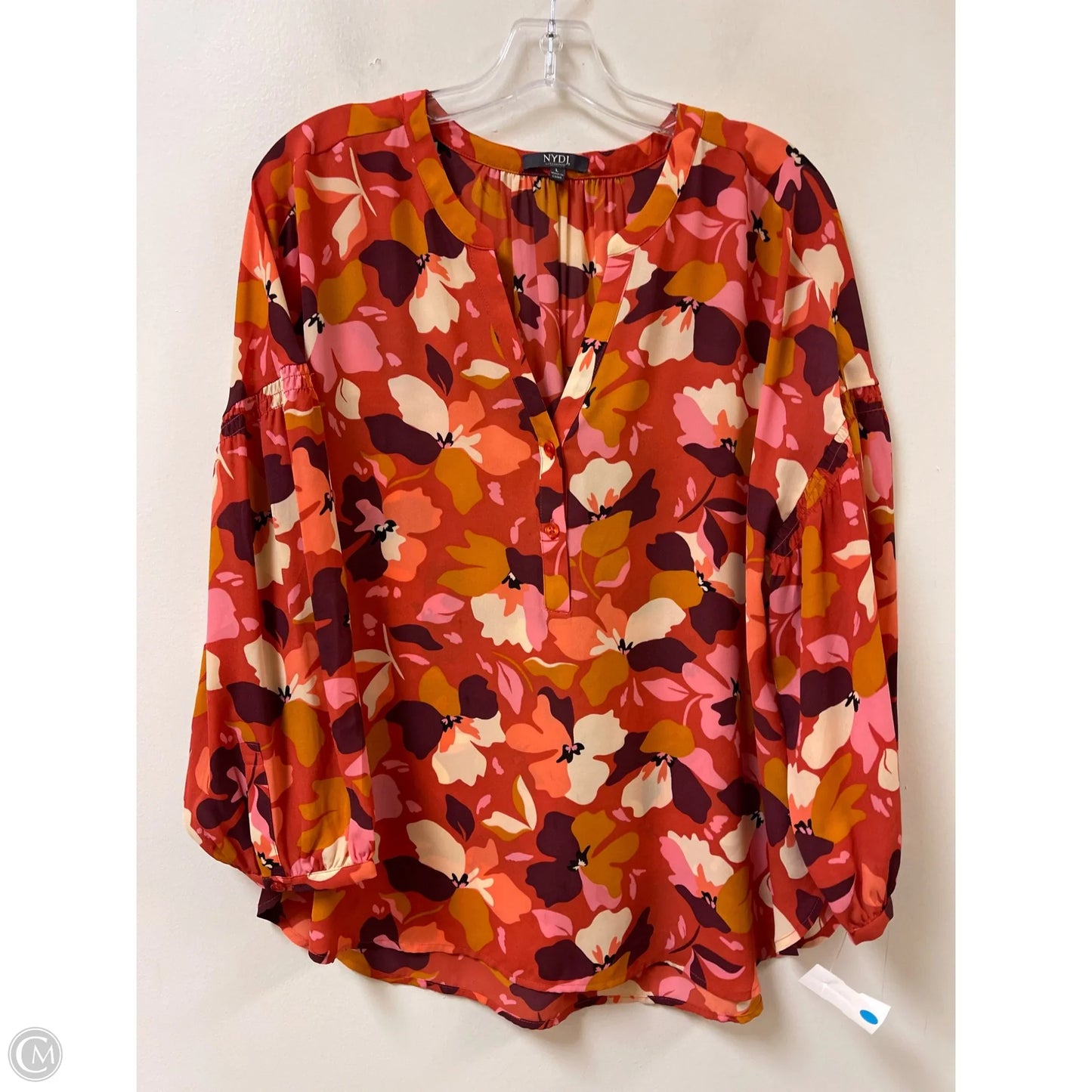 Top Long Sleeve By Not Your Daughters Jeans In Orange & Pink, Size: L