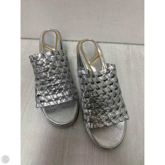 Sandals Heels Block By Kenneth Cole In Silver, Size: 9