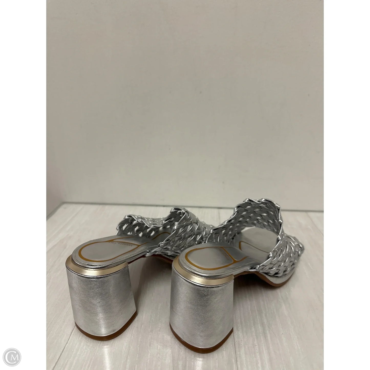 Sandals Heels Block By Kenneth Cole In Silver, Size: 9