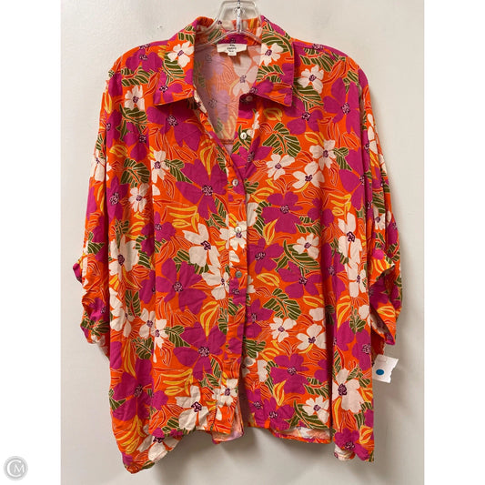 Blouse Short Sleeve By Entro In Orange & Pink, Size: M