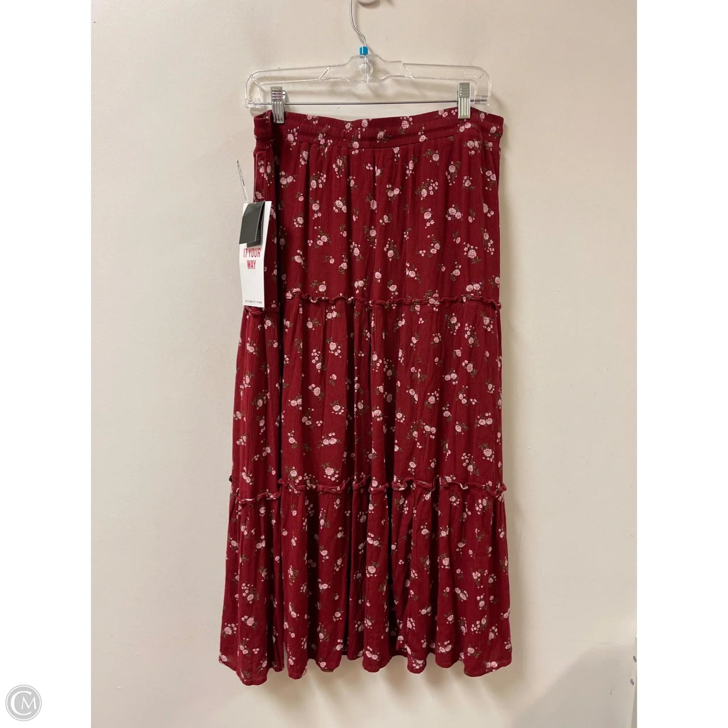 Skirt Midi By Celebrity Pink In Red, Size: 12