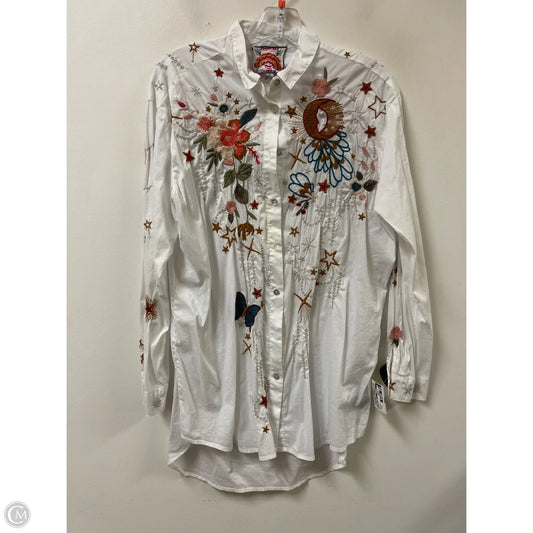 Blouse Long Sleeve By Johnny Was In White, Size: Xs