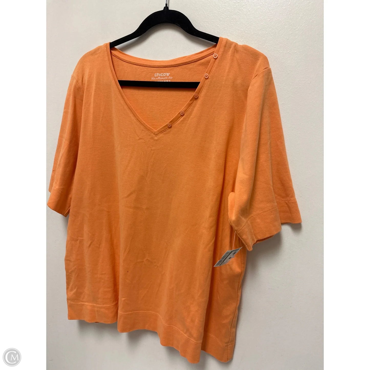 Top Short Sleeve By Chicos In Orange, Size: Xl