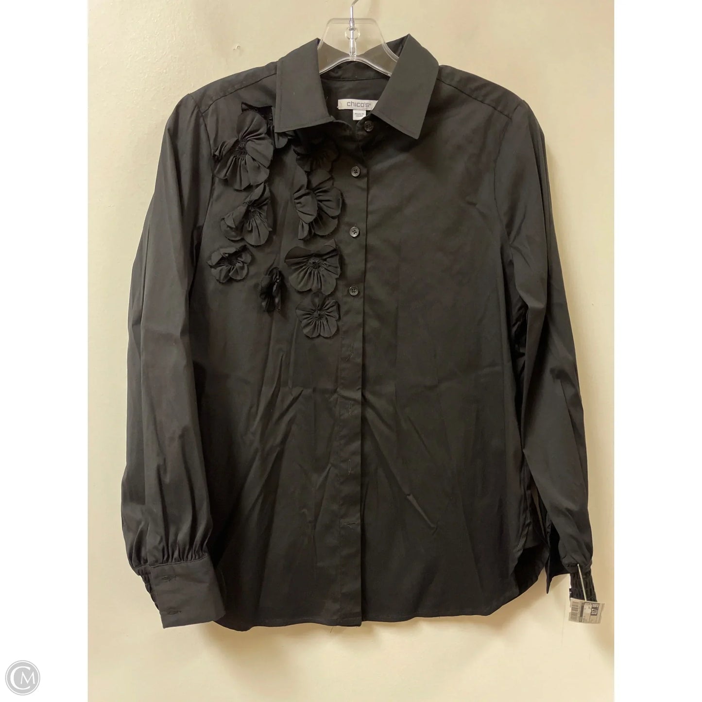 Blouse Long Sleeve By Chicos In Black, Size: S