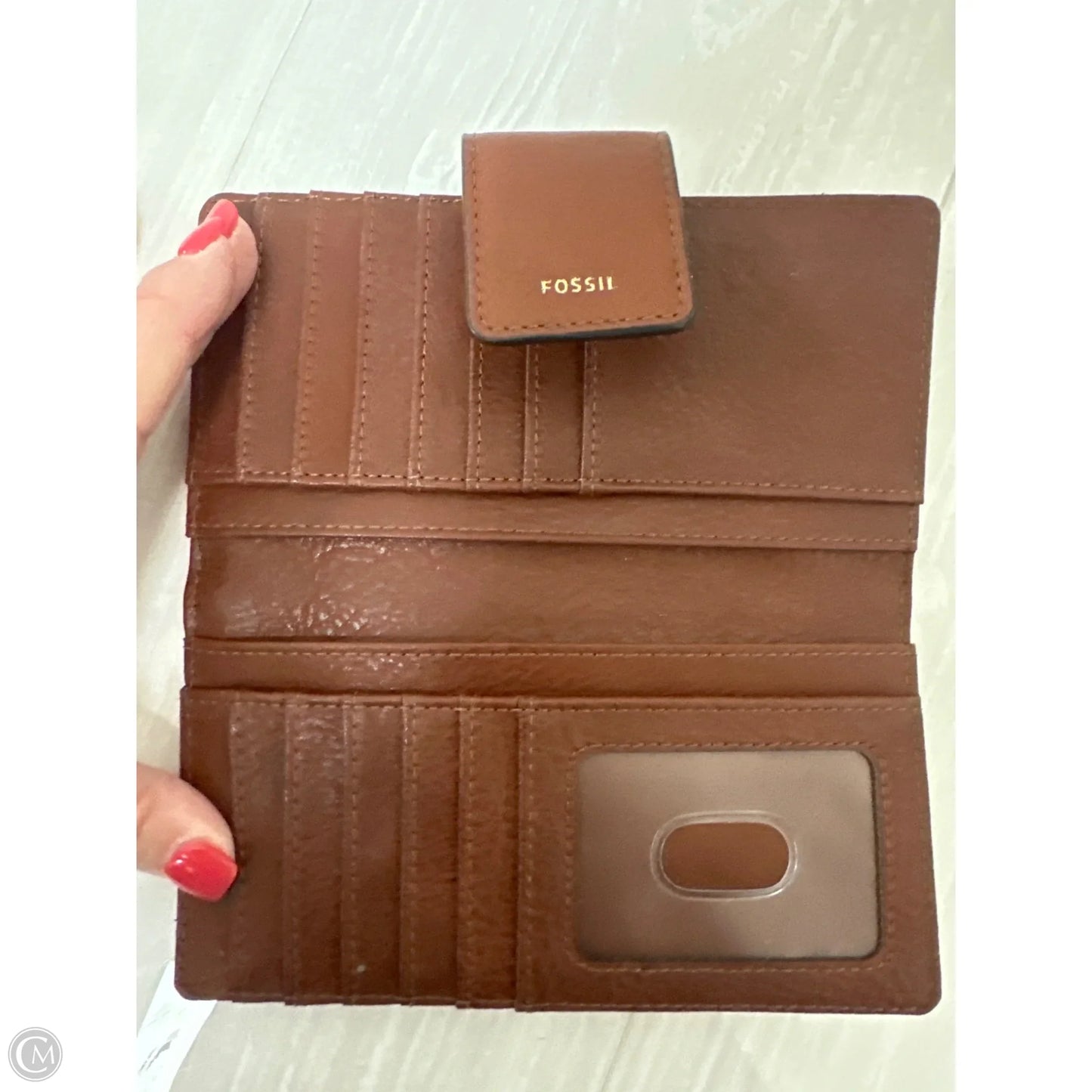 Wallet Leather By Fossil, Size: Medium