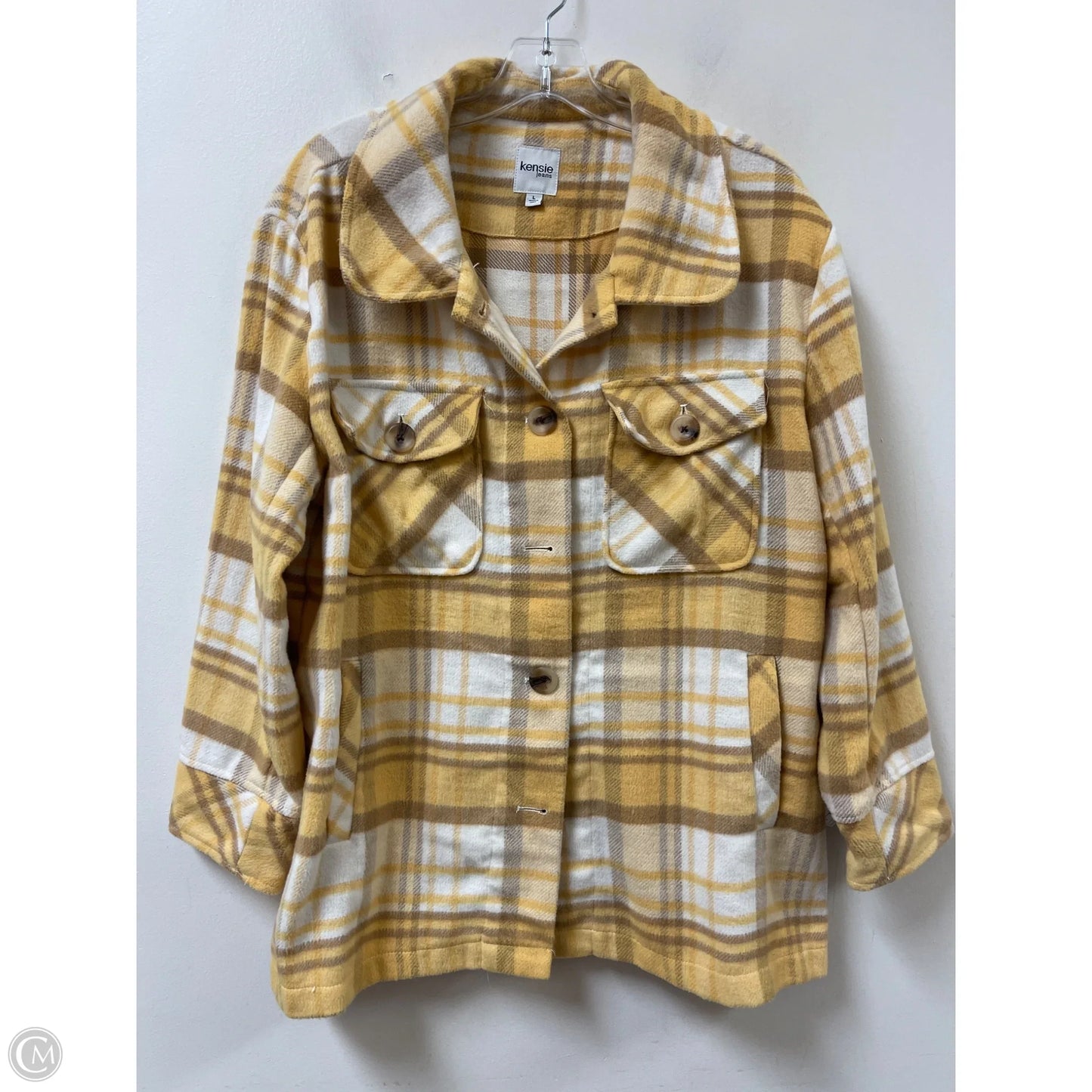 Jacket Shirt By Kensie In Yellow, Size: L