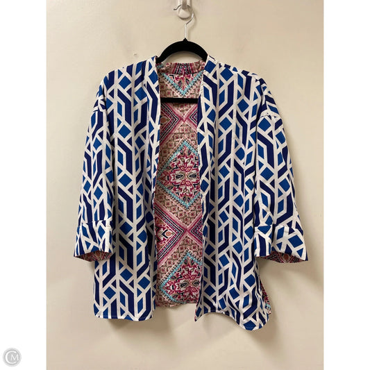 Kimono By Clothes Mentor In Blue & White, Size: L
