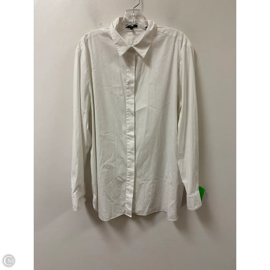 Blouse Long Sleeve By Theory In White, Size: Xl